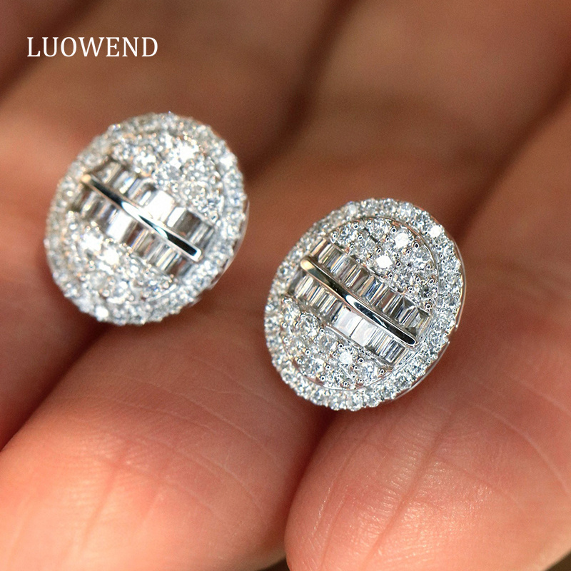 Diamond Stud Earrings - LUOWEND 100% 18K White Gold Earrings