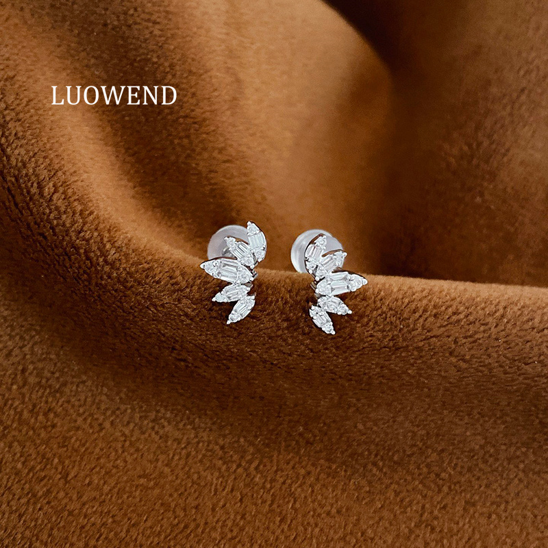Diamond Stud Earrings - LUOWEND 100% 18K White Gold Earrings