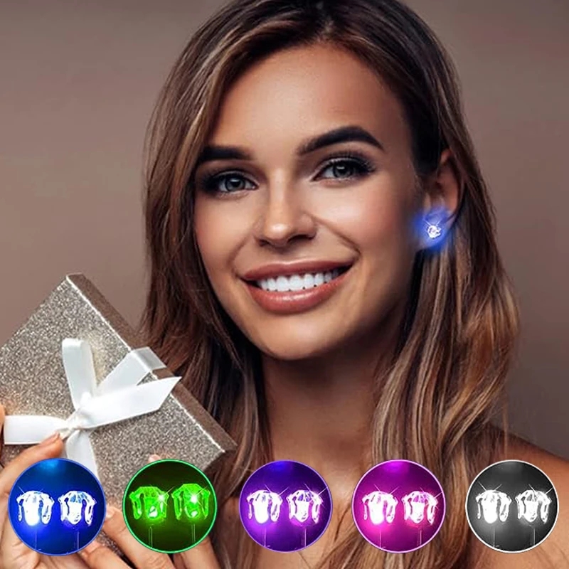 1 Pair Led Light Up Ear Stud B - Diamond Stud Earrings 评论和价格