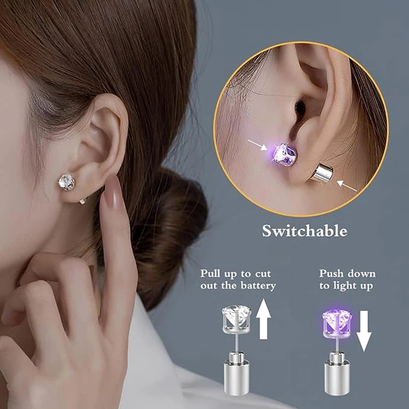 1 Pair Led Light Up Ear Stud B - Diamond Stud Earrings 评论和价格