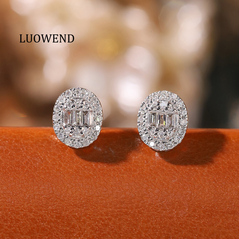 LUOWEND 100% 18K White Gold Ea - Diamond Stud Earrings 评论和价格