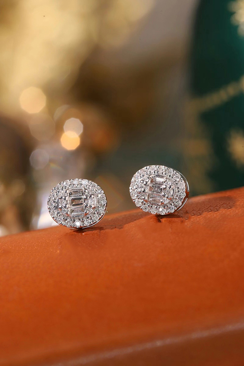 LUOWEND 100% 18K White Gold Ea - Diamond Stud Earrings 评论和价格