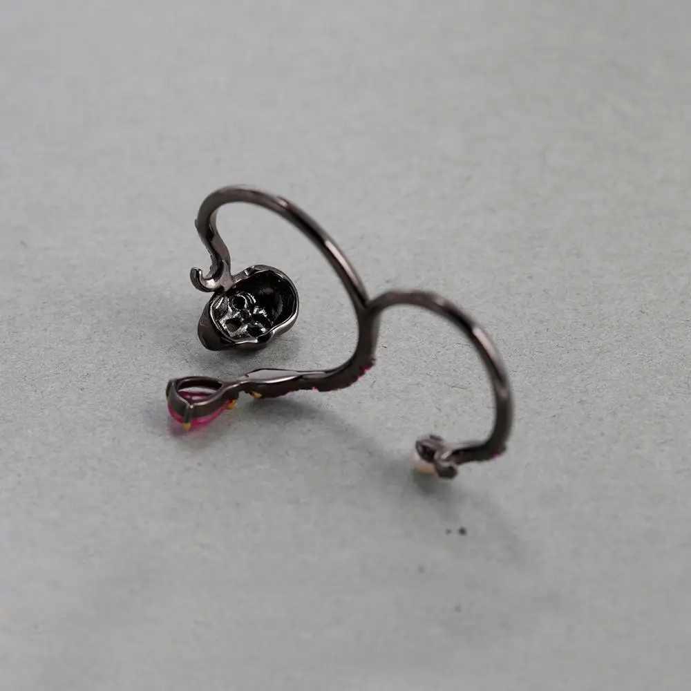GEM'S BALLET Natural Ruby Gems - Gothic Skull Ring 评论和价格