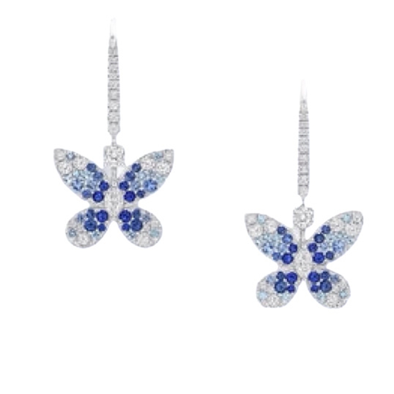 New 925 Silver High Double Blu - Diamond Stud Earrings 评论和价格