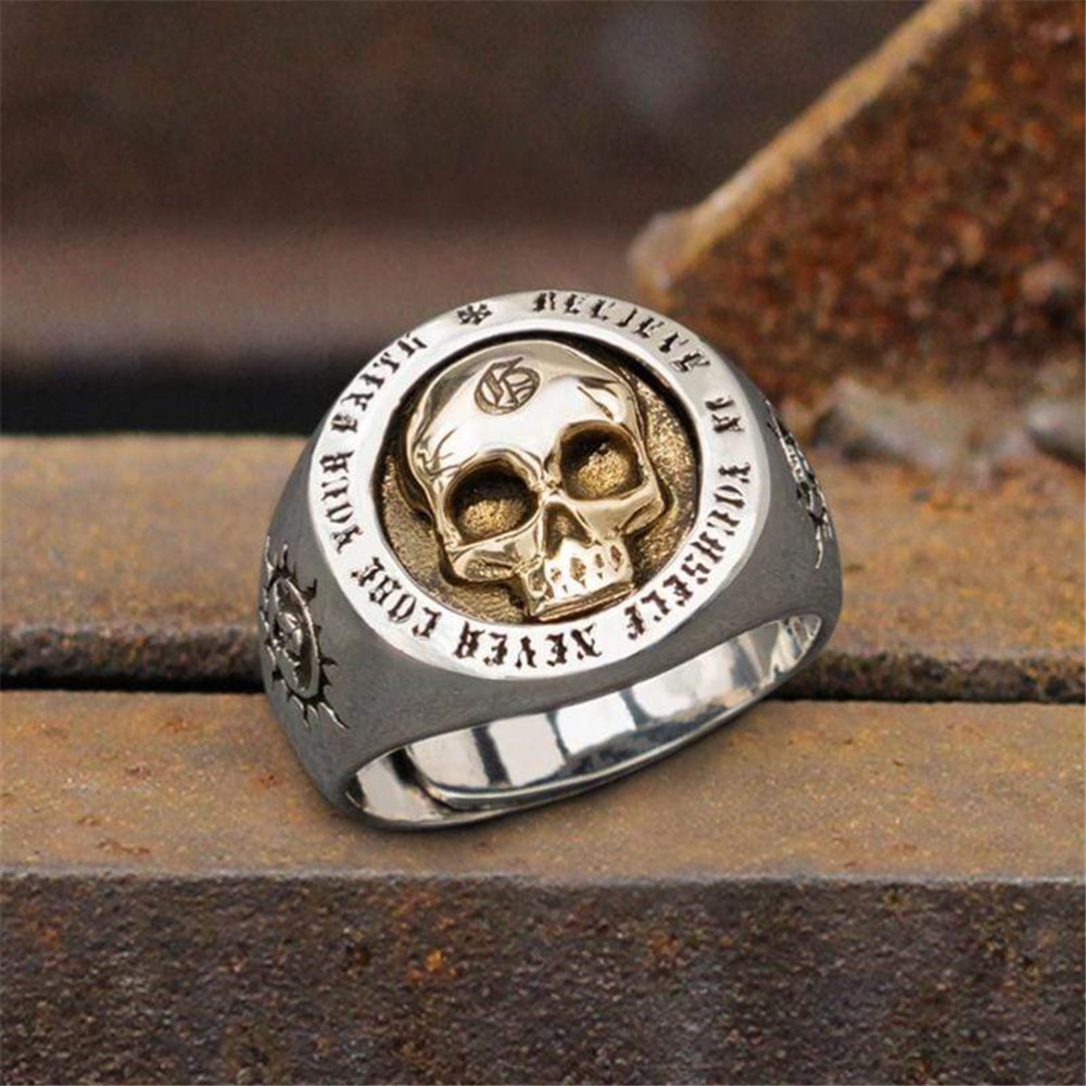 S925 Sterling Silver Fashion M - Gothic Skull Ring 评论和价格