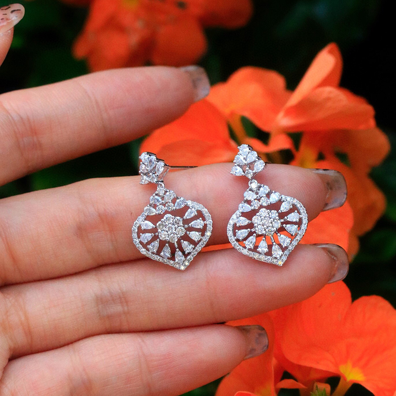 Aazuo 18K Solid White Gold Rea - Diamond Stud Earrings 评论和价格