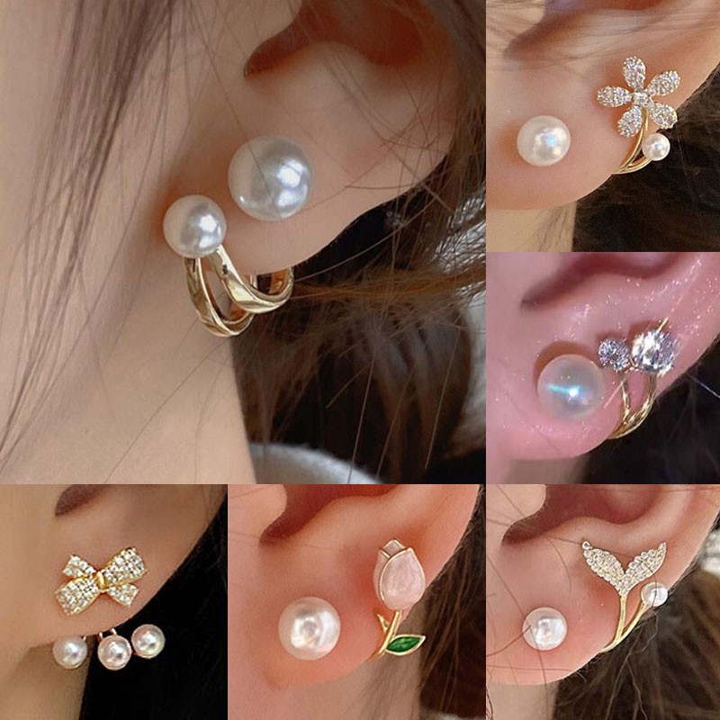 925 Silver Needle Korean Fashi - Pearl Stud Earrings 评论和价格