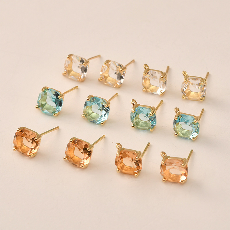 10pair Colors Faceted Square G - Pearl Stud Earrings 评论和价格