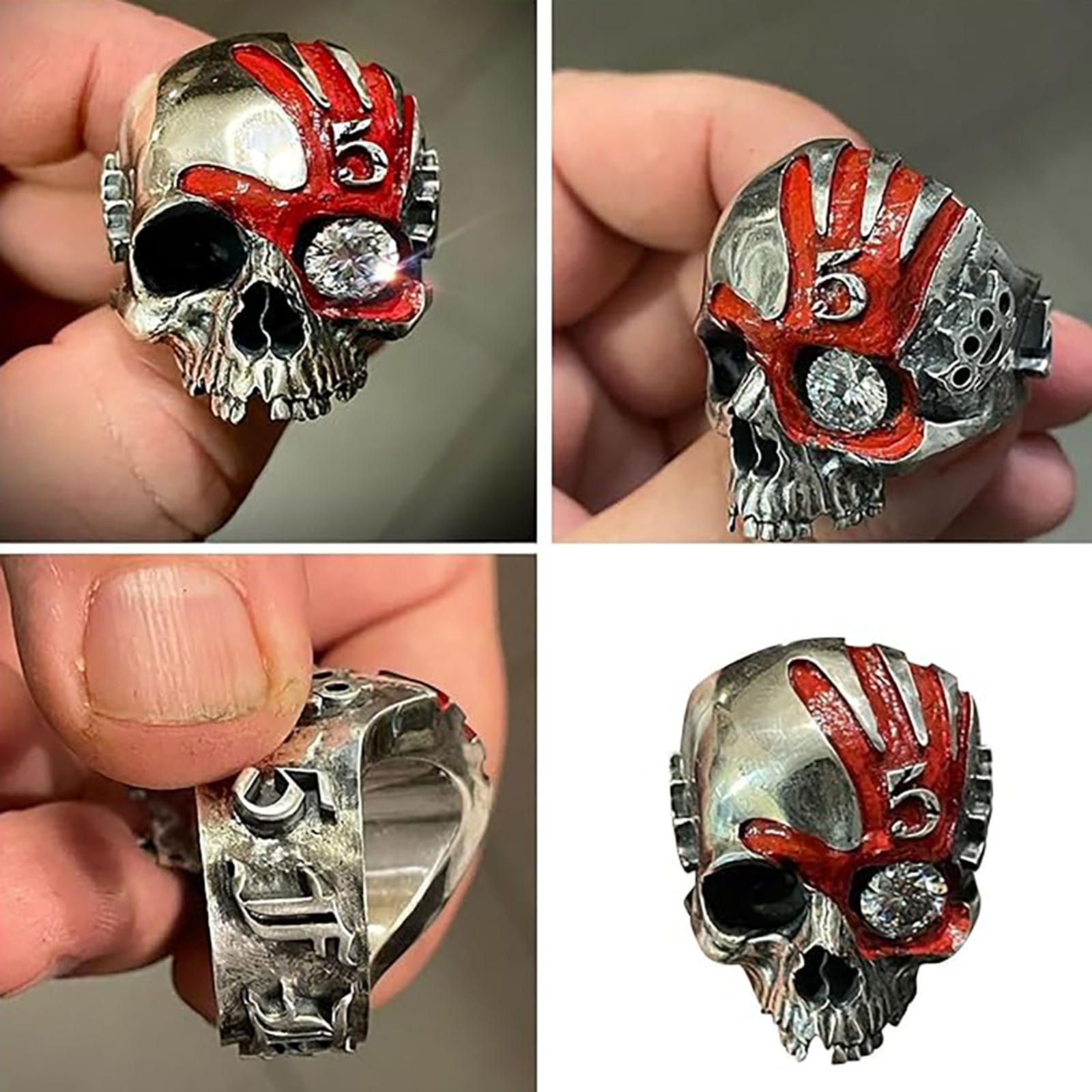 Five Fingers Punch Skull Ring, - Gothic Skull Ring 评论和价格