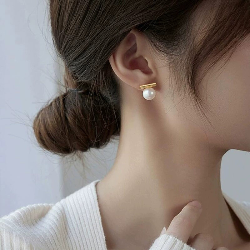 925 Silver Needle Korean Fashi - Pearl Stud Earrings 评论和价格