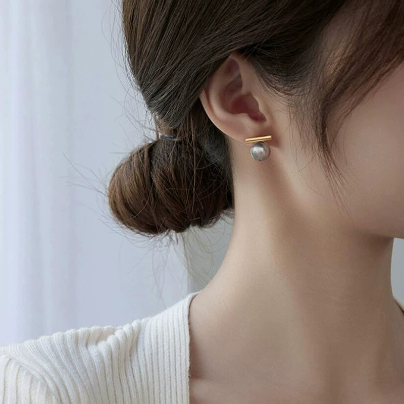 925 Silver Needle Korean Fashi - Pearl Stud Earrings 评论和价格