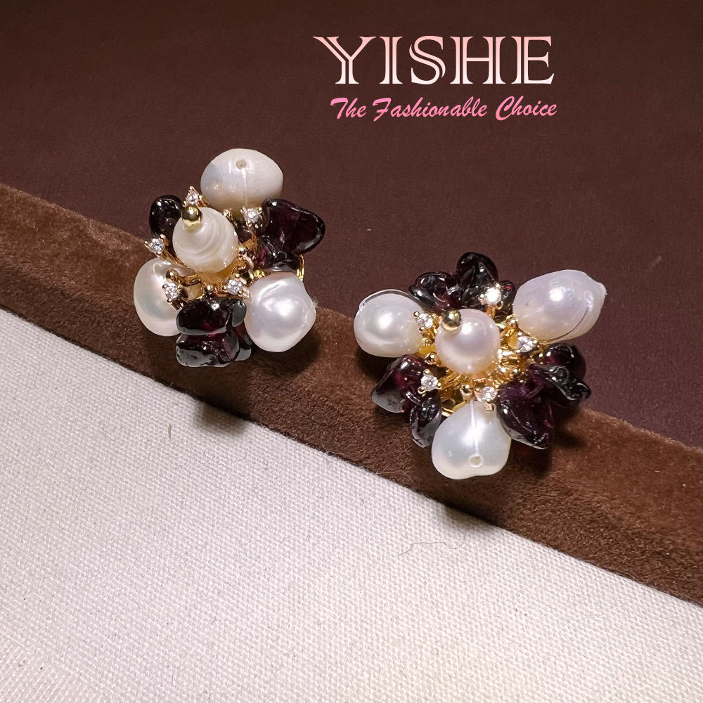 French handmade natural pearl  - Pearl Stud Earrings 评论和价格