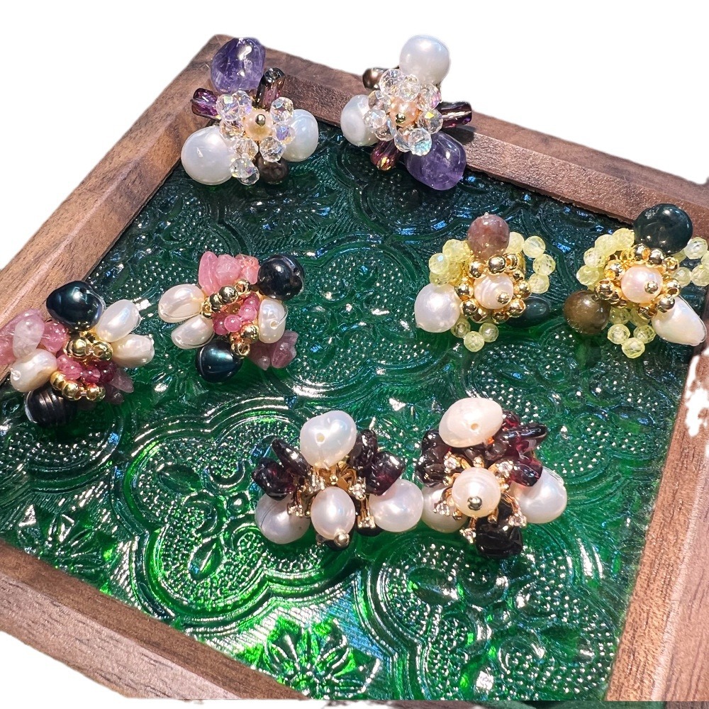 French handmade natural pearl  - Pearl Stud Earrings 评论和价格