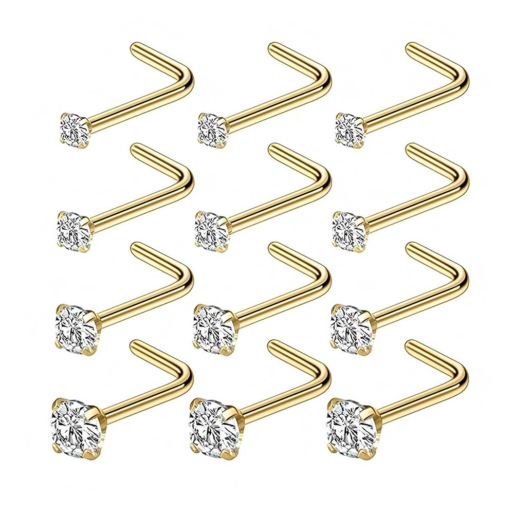 12-Piece Full Set 316L Hypoall - Diamond Stud Earrings 评论和价格