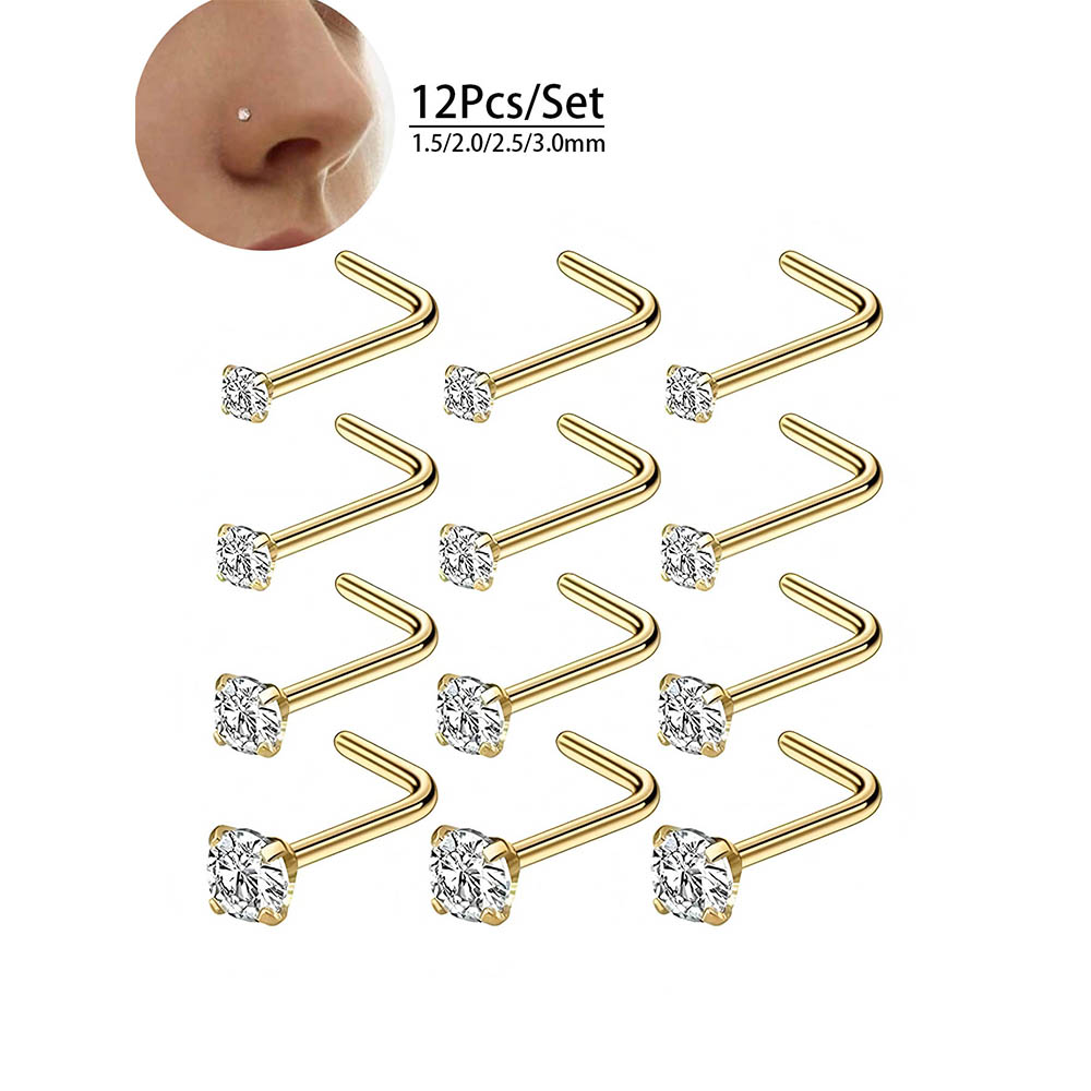 12-Piece Full Set 316L Hypoall - Diamond Stud Earrings 评论和价格
