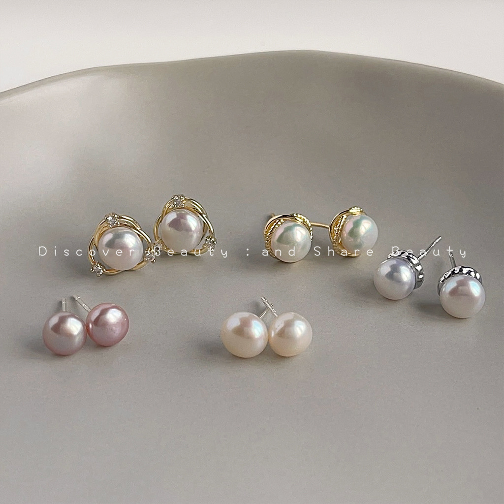 DIY accessories Personality sm - Pearl Stud Earrings 评论和价格