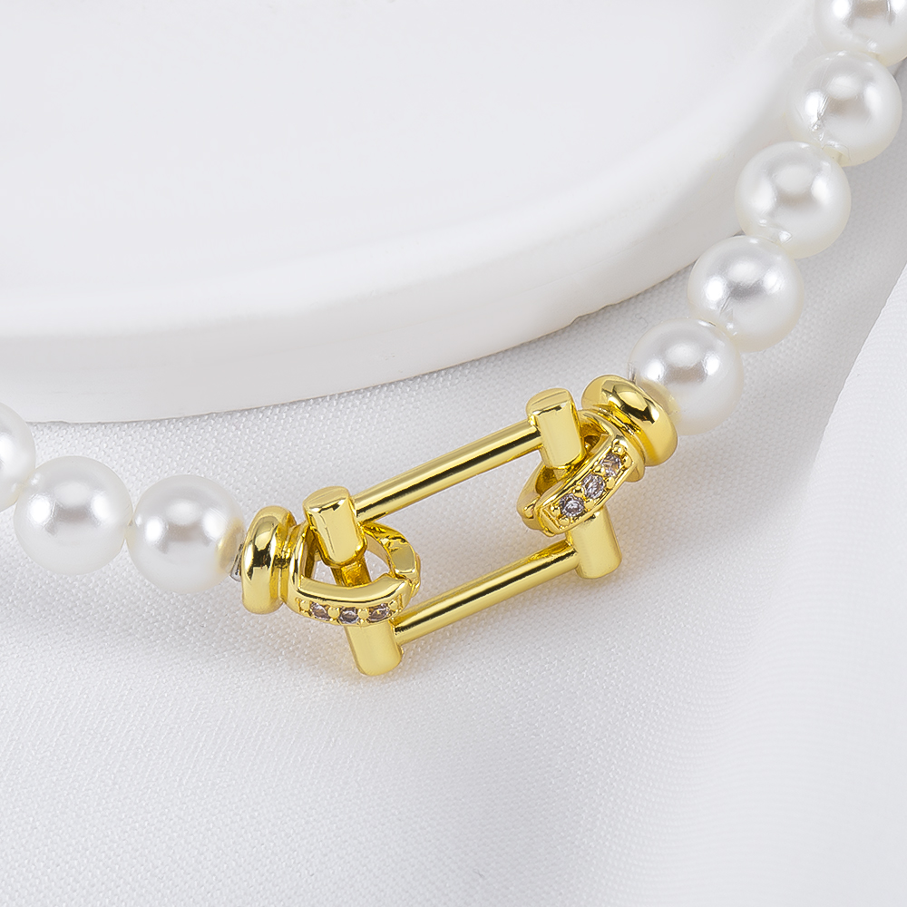 14K Gold Plated Brass Rectangl - Pearl Necklace 评论和价格